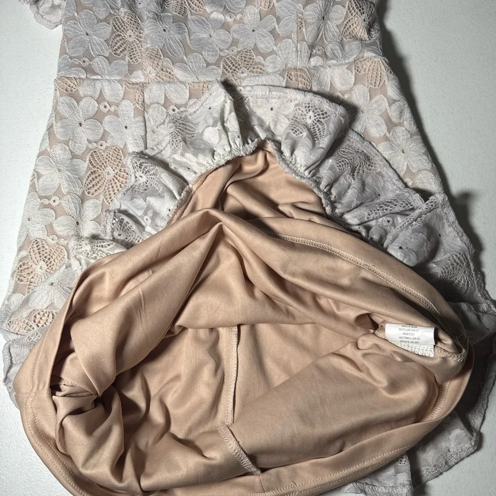 Juniors‎ Large Dress Lace Floral Ruffle Lined Cottage Coquette Sleeveless Y2k